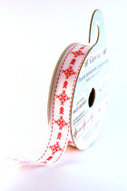 Лента атласная 12 мм ( 1/2 ") с рисунком "Gamma" ФАСОВКА 3 м O15 001/065 белый/красный