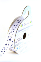 Лента атласная 12 мм ( 1/2 ") с рисунком "Gamma" ФАСОВКА 3 м Z 001/040 белый/синий