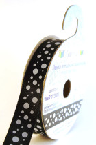 Лента атласная 12 мм ( 1/2 ") с рисунком "Gamma" ФАСОВКА 3 м R 113/001 черный/белый