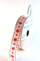 Лента атласная 12 мм ( 1/2 ") с рисунком "Gamma" ФАСОВКА 3 м O13 001/065 белый/красный