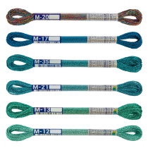 Нитки для вышивания Gamma набор мулине Металлик 100% полиэстер 6 x 8 м 02 Лазурный бриз