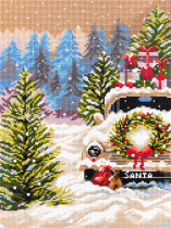 Кристальная ( алмазная) мозаика  " ФРЕЯ" ALPD- 073 на подрамнике " Рождественская машина" 30 х 40 см
