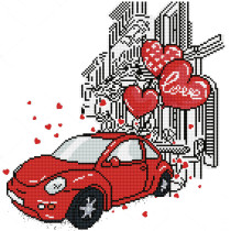 Кристальная ( алмазная) мозаика  " ФРЕЯ" ALV- 107 " Красная машинка" 40 х 40 см