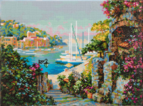 Кристальная ( алмазная) мозаика  " ФРЕЯ" ALPD- 036 на подрамнике " Пристань" 40 х 30 см