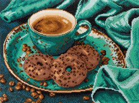 Кристальная ( алмазная) мозаика  " ФРЕЯ" ALPD- 058 на подрамнике " Кофе- тайм" 40 х 30 см