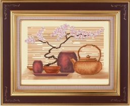 Рисунок на ткани для вышивки бисером  К-3022 Натюрморт с сакурой