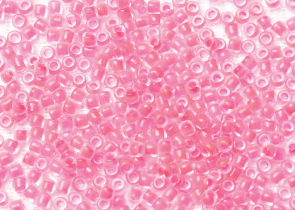 Бисер Япония круглый 11/0 10 г 0971 хрусталь/розовый неон матовый, окрашенный изнутри
