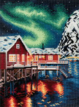 Кристальная ( алмазная) мозаика  " ФРЕЯ" ALPD- 063 на подрамнике " Полярное сияние" 30 х 40 см