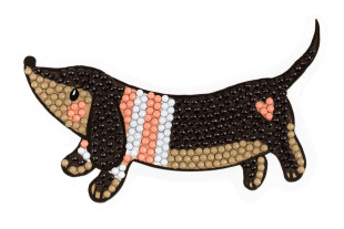 Кристальная ( алмазная) мозаика  " ФРЕЯ" ALVM- 080 магнит " Такса" 12 х 8. 5 см