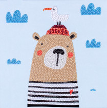 Кристальная ( алмазная) мозаика  " ФРЕЯ" ALBP- 304 постер " Мишка в тельняшке" 20 х 20 см