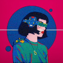 Кристальная ( алмазная) мозаика  " ФРЕЯ" ALBP- 301 постер " Кибер девушка" 30 х 30 см