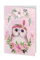 Кристальная ( алмазная) мозаика  " ФРЕЯ" ALVO- 503 открытка " Совёнок с цветами" 13. 5 х 20 см