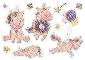 Кристальная ( алмазная) мозаика  " ФРЕЯ" ALVN- 122 наклейки " Единороги" 14 х 19. 5 см