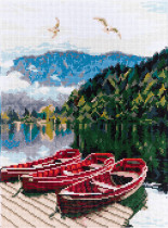 Кристальная ( алмазная) мозаика  " ФРЕЯ" ALPD- 083 на подрамнике " Горная безмятежность" 30 х 40 см