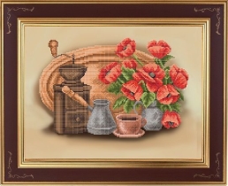 Рисунок на ткани для вышивки бисером  К-3016 Натюрморт с маками