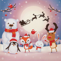 Кристальная ( алмазная) мозаика  " ФРЕЯ" ALBP- 321 постер " Лесные друзья" 30 х 30 см