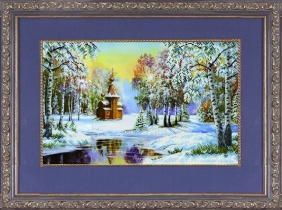 Рисунок на ткани для вышивки бисером  К-3008 Зимний пейзаж