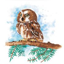 Кристальная ( алмазная) мозаика  " ФРЕЯ" ALBP- 290 постер " Совенок на ветке" 30 х 30 см