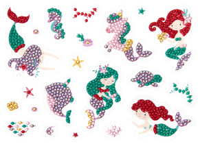 Кристальная ( алмазная) мозаика  " ФРЕЯ" ALVN- 130 наклейки " Подводное царство" 19. 5 х 14 см