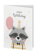 Кристальная ( алмазная) мозаика  " ФРЕЯ" ALVO- 604 открытка " Счастливый енот" 10. 5 х 14. 8 см