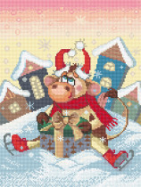 Кристальная ( алмазная) мозаика  " ФРЕЯ" ALVK- 75 " Бычок" 30 х 40 см