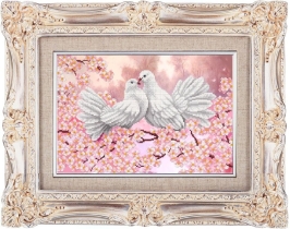 Рисунок на ткани для вышивки бисером  К-3003 Любовь и голуби