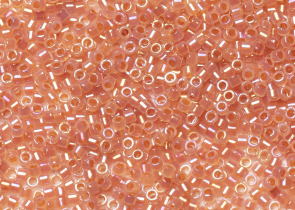 Бисер Япония MIYUKI Delica цилиндрический 11/0 5г DB-1733 тёмно-персиковый опал радужный с цветной линией