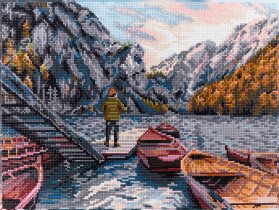 Кристальная ( алмазная) мозаика  " ФРЕЯ" ALPD- 084 на подрамнике " Горный причал" 40 х 30 см