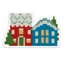 Кристальная ( алмазная) мозаика  " ФРЕЯ" ALVM- 033 магнит " Зимние домики" 9 х 5. 5 см