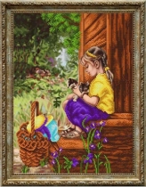 Рисунок на ткани для вышивки бисером  К-3056 Каникулы в деревне