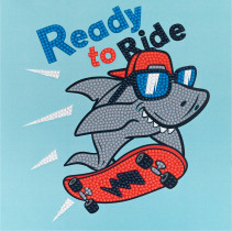 Кристальная ( алмазная) мозаика  " ФРЕЯ" ALBP- 317 постер " Акула на скейте" 20 х 20 см