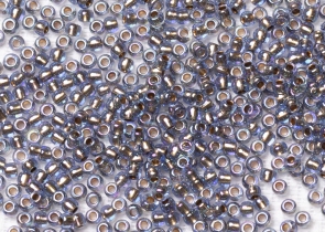 Бисер Япония круглый 11/0 10 г 0997 радужный светлый сапфир, золотая линия внутри