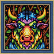 "Алмазная живопись" АЖ-1885 "Радужный бык" 25 х 25 см