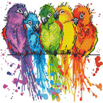 Кристальная ( алмазная) мозаика  " ФРЕЯ" ALV- 105 " Цветные попугайчики" 40 х 40 см