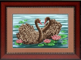 Рисунок на ткани для вышивки бисером  К-3026 Лебединая пара